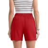 imageMAGCOMSEN Womens Shorts Dressy Casual Pleated Straight Leg Shorts Summer Elastic Waist Mid Rise Shorts with PocketsTomato Red
