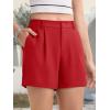 imageMAGCOMSEN Womens Shorts Dressy Casual Pleated Straight Leg Shorts Summer Elastic Waist Mid Rise Shorts with PocketsTomato Red