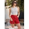 imageMAGCOMSEN Womens Shorts Dressy Casual Pleated Straight Leg Shorts Summer Elastic Waist Mid Rise Shorts with PocketsTomato Red