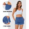 imageMAGOCOMSEN Womens Running Shorts 3quot Quick Dry Lightweight Athletic Workout Sports Shorts with Pockets Ladies Summer ShortsBlue Grey