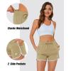 imageMAGOCOMSEN Womens Running Shorts 3quot Quick Dry Lightweight Athletic Workout Sports Shorts with Pockets Ladies Summer ShortsKhaki