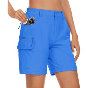 imageMAGCOMSEN Womens 7quot Hiking Golf Shorts 6 Pockets Lightweight Quick Dry Outdoor Casual Cargo Shorts Water ResistantBlue
