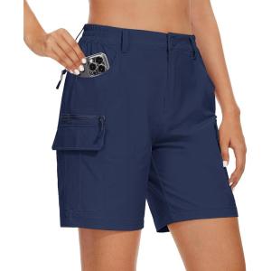 imageMAGCOMSEN Womens 7quot Hiking Golf Shorts 6 Pockets Lightweight Quick Dry Outdoor Casual Cargo Shorts Water ResistantNavy