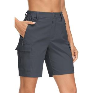 imageMAGCOMSEN Womens Hiking Shorts Lightweight Quick Dry Golf Shorts 5 Pockets Cargo Shorts Outdoor Casual Summer TravelDark Grey