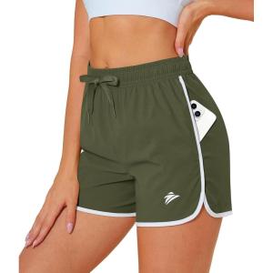 imageMAGOCOMSEN Womens Running Shorts 3quot Quick Dry Lightweight Athletic Workout Sports Shorts with Pockets Ladies Summer ShortsArmy Green