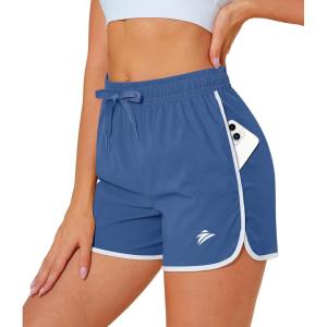 imageMAGOCOMSEN Womens Running Shorts 3quot Quick Dry Lightweight Athletic Workout Sports Shorts with Pockets Ladies Summer ShortsBlue Grey