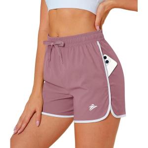 imageMAGOCOMSEN Womens Running Shorts 3quot Quick Dry Lightweight Athletic Workout Sports Shorts with Pockets Ladies Summer ShortsGrey Pink