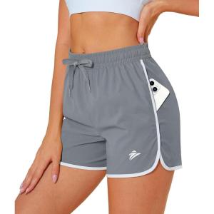 imageMAGOCOMSEN Womens Running Shorts 3quot Quick Dry Lightweight Athletic Workout Sports Shorts with Pockets Ladies Summer ShortsLight Grey