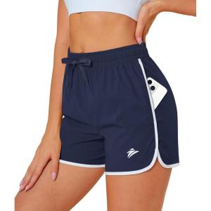 imageMAGOCOMSEN Womens Running Shorts 3quot Quick Dry Lightweight Athletic Workout Sports Shorts with Pockets Ladies Summer ShortsNavy