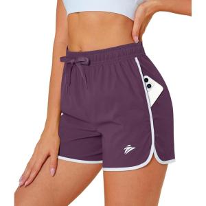 imageMAGOCOMSEN Womens Running Shorts 3quot Quick Dry Lightweight Athletic Workout Sports Shorts with Pockets Ladies Summer ShortsPurple Red