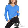 imageMAGCOMSEN Womens T Shirts VNeck Long Sleeve UPF 50 UV Sun Shirt Quick Dry Performance Tees Workout Swim TopsAzure