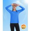 imageMAGCOMSEN Womens T Shirts VNeck Long Sleeve UPF 50 UV Sun Shirt Quick Dry Performance Tees Workout Swim TopsAzure