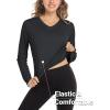 imageMAGCOMSEN Womens T Shirts VNeck Long Sleeve UPF 50 UV Sun Shirt Quick Dry Performance Tees Workout Swim TopsBlack