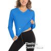 imageMAGCOMSEN Womens T Shirts VNeck Long Sleeve UPF 50 UV Sun Shirt Quick Dry Performance Tees Workout Swim TopsBlue Green