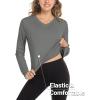 imageMAGCOMSEN Womens T Shirts VNeck Long Sleeve UPF 50 UV Sun Shirt Quick Dry Performance Tees Workout Swim TopsDark Grey