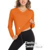 imageMAGCOMSEN Womens T Shirts VNeck Long Sleeve UPF 50 UV Sun Shirt Quick Dry Performance Tees Workout Swim TopsDark Orange