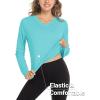 imageMAGCOMSEN Womens T Shirts VNeck Long Sleeve UPF 50 UV Sun Shirt Quick Dry Performance Tees Workout Swim TopsGrey Green