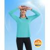 imageMAGCOMSEN Womens T Shirts VNeck Long Sleeve UPF 50 UV Sun Shirt Quick Dry Performance Tees Workout Swim TopsGrey Green