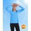 imageMAGCOMSEN Womens T Shirts VNeck Long Sleeve UPF 50 UV Sun Shirt Quick Dry Performance Tees Workout Swim TopsIce Blue