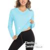 imageMAGCOMSEN Womens T Shirts VNeck Long Sleeve UPF 50 UV Sun Shirt Quick Dry Performance Tees Workout Swim TopsLake Blue