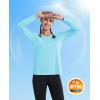 imageMAGCOMSEN Womens T Shirts VNeck Long Sleeve UPF 50 UV Sun Shirt Quick Dry Performance Tees Workout Swim TopsLake Blue