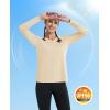 imageMAGCOMSEN Womens T Shirts VNeck Long Sleeve UPF 50 UV Sun Shirt Quick Dry Performance Tees Workout Swim TopsLight Apricot