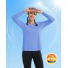 imageMAGCOMSEN Womens T Shirts VNeck Long Sleeve UPF 50 UV Sun Shirt Quick Dry Performance Tees Workout Swim TopsLight Blue