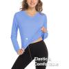 imageMAGCOMSEN Womens T Shirts VNeck Long Sleeve UPF 50 UV Sun Shirt Quick Dry Performance Tees Workout Swim TopsLight Blue