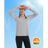 imageMAGCOMSEN Womens T Shirts VNeck Long Sleeve UPF 50 UV Sun Shirt Quick Dry Performance Tees Workout Swim TopsLight Grey