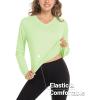 imageMAGCOMSEN Womens T Shirts VNeck Long Sleeve UPF 50 UV Sun Shirt Quick Dry Performance Tees Workout Swim TopsPale Green