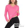 imageMAGCOMSEN Womens T Shirts VNeck Long Sleeve UPF 50 UV Sun Shirt Quick Dry Performance Tees Workout Swim TopsRose