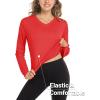 imageMAGCOMSEN Womens T Shirts VNeck Long Sleeve UPF 50 UV Sun Shirt Quick Dry Performance Tees Workout Swim TopsTomato
