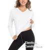 imageMAGCOMSEN Womens T Shirts VNeck Long Sleeve UPF 50 UV Sun Shirt Quick Dry Performance Tees Workout Swim TopsWhite