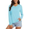 imageMAGCOMSEN Womens T Shirts VNeck Long Sleeve UPF 50 UV Sun Shirt Quick Dry Performance Tees Workout Swim TopsLake Blue