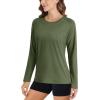 imageMAGCOMSEN Womens Long Sleeve Shirts UPF 50 Sun Protection Running Fishing Workout T ShirtsArmy Green