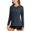 imageMAGCOMSEN Womens Long Sleeve Shirts UPF 50 Sun Protection Running Fishing Workout T ShirtsBlack