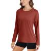imageMAGCOMSEN Womens Long Sleeve Shirts UPF 50 Sun Protection Running Fishing Workout T ShirtsDark Orange
