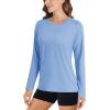 imageMAGCOMSEN Womens Long Sleeve Shirts UPF 50 Sun Protection Running Fishing Workout T ShirtsLight Blue