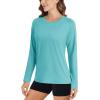 imageMAGCOMSEN Womens Long Sleeve Shirts UPF 50 Sun Protection Running Fishing Workout T ShirtsLight Green