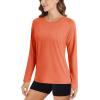 imageMAGCOMSEN Womens Long Sleeve Shirts UPF 50 Sun Protection Running Fishing Workout T ShirtsOrange