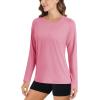 imageMAGCOMSEN Womens Long Sleeve Shirts UPF 50 Sun Protection Running Fishing Workout T ShirtsPink