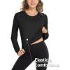imageMAGCOMSEN Womens UPF 50 Long Sleeve Shirts SPF Sun Protection Atheltic Shirts Quick Dry Rash Guard Swim TopsBlack