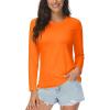 imageMAGCOMSEN Womens UPF 50 Long Sleeve Shirts SPF Sun Protection Atheltic Shirts Quick Dry Rash Guard Swim TopsNeon Orange