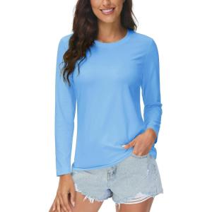 imageMAGCOMSEN Womens UPF 50 Long Sleeve Shirts SPF Sun Protection Atheltic Shirts Quick Dry Rash Guard Swim TopsCascade Blue