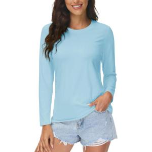 imageMAGCOMSEN Womens UPF 50 Long Sleeve Shirts SPF Sun Protection Atheltic Shirts Quick Dry Rash Guard Swim TopsLight Lake Blue