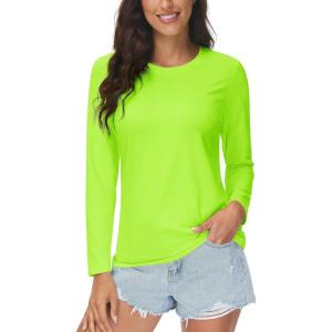 imageMAGCOMSEN Womens UPF 50 Long Sleeve Shirts SPF Sun Protection Atheltic Shirts Quick Dry Rash Guard Swim TopsNeon Green