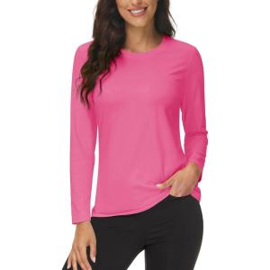 imageMAGCOMSEN Womens UPF 50 Long Sleeve Shirts SPF Sun Protection Atheltic Shirts Quick Dry Rash Guard Swim TopsRosy Red