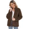 imageMAGCOMSEN Women Sherpa Jacket Full Zip Fuzzy Teddy Coat with Pockets Fleece Lined Warm Winter Casual OutfitsBrown