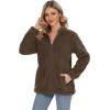 imageMAGCOMSEN Women Sherpa Jacket Full Zip Fuzzy Teddy Coat with Pockets Fleece Lined Warm Winter Casual OutfitsBrown