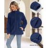 imageMAGCOMSEN Women Sherpa Jacket Full Zip Fuzzy Teddy Coat with Pockets Fleece Lined Warm Winter Casual OutfitsDark Blue